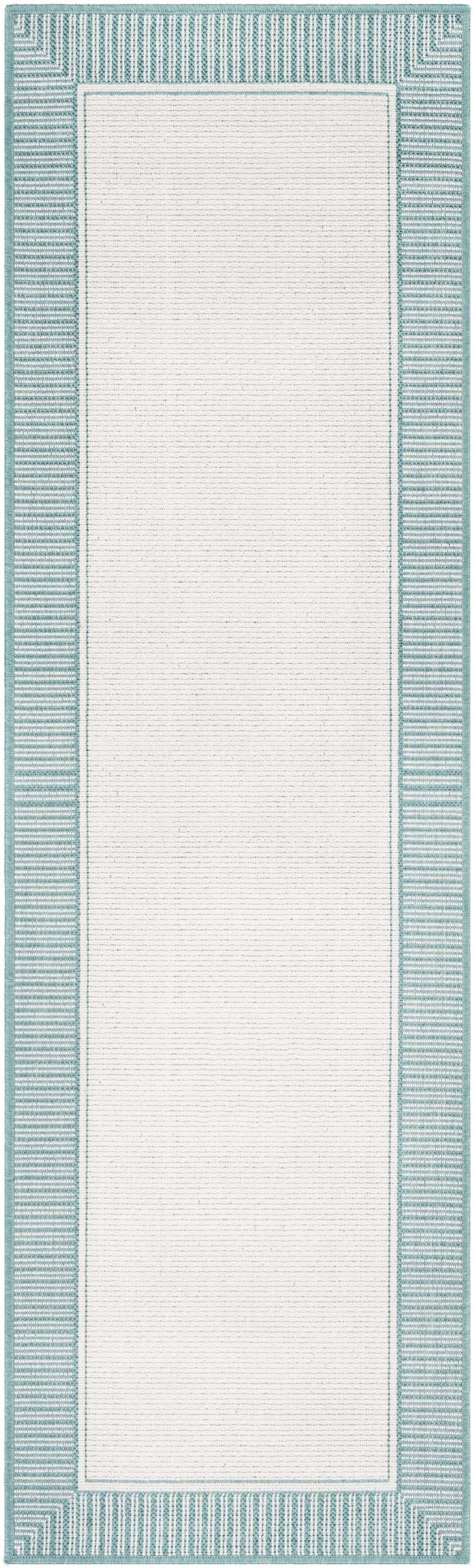 Modern Contemporary Solid Teal and Ivory Multi Size Area Rug - The Rug Decor