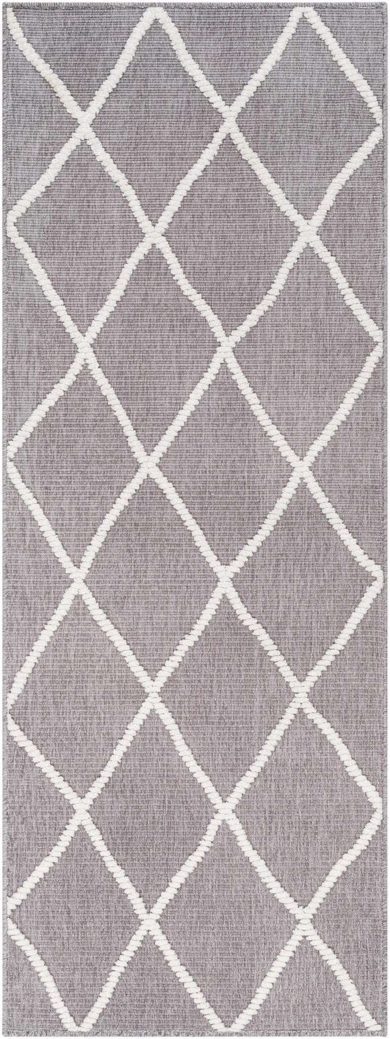 Modern Dusty Mauve and Ivory Machine Woven Geometrical Pattern Machine Washable Rug - The Rug Decor