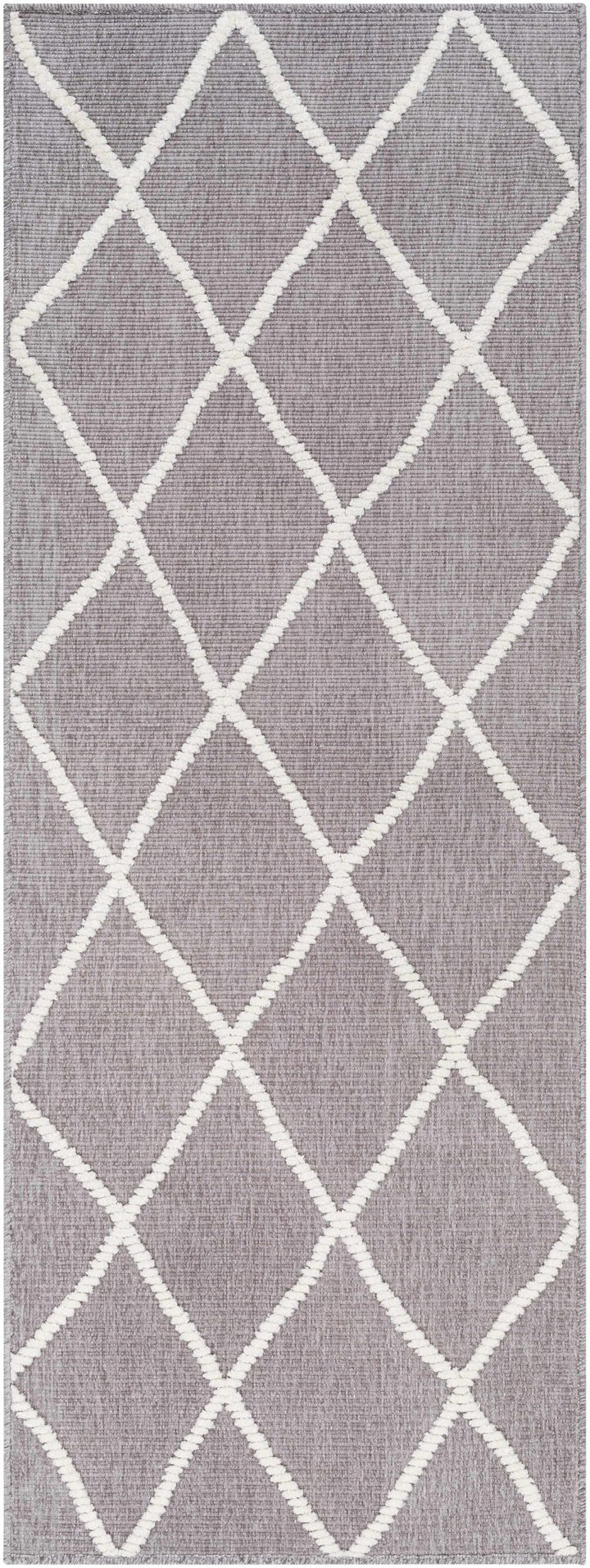 Modern Dusty Mauve and Ivory Machine Woven Geometrical Pattern Machine Washable Rug - The Rug Decor