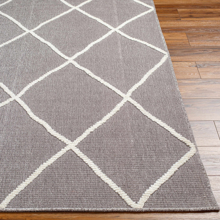 Modern Dusty Mauve and Ivory Machine Woven Geometrical Pattern Machine Washable Rug - The Rug Decor