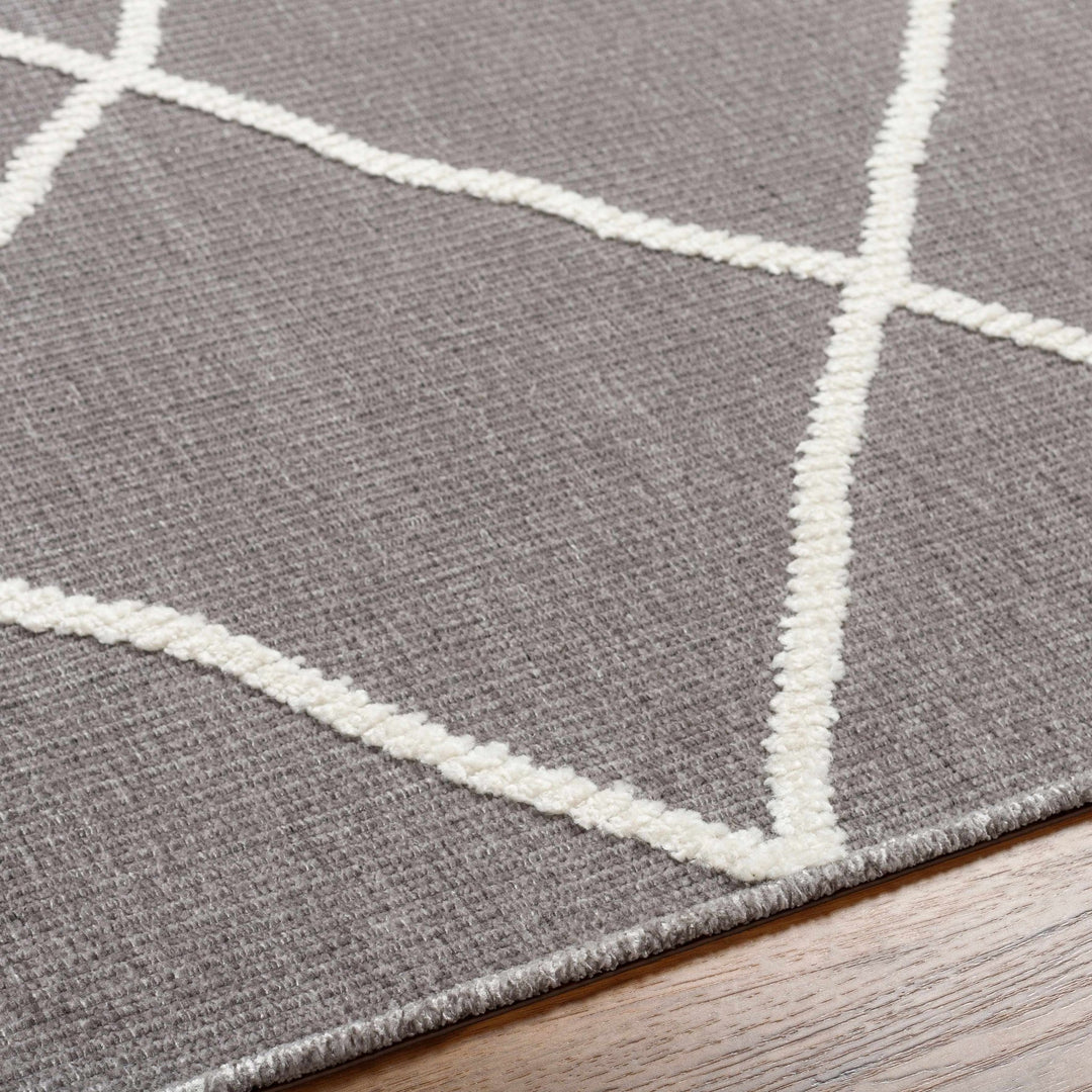 Modern Dusty Mauve and Ivory Machine Woven Geometrical Pattern Machine Washable Rug - The Rug Decor