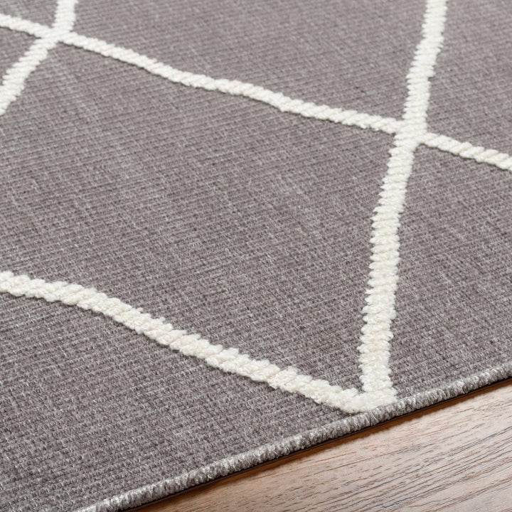 Modern Dusty Mauve and Ivory Machine Woven Geometrical Pattern Machine Washable Rug - The Rug Decor