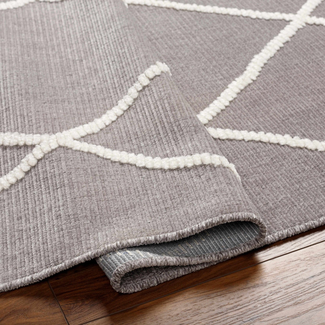 Modern Dusty Mauve and Ivory Machine Woven Geometrical Pattern Machine Washable Rug - The Rug Decor
