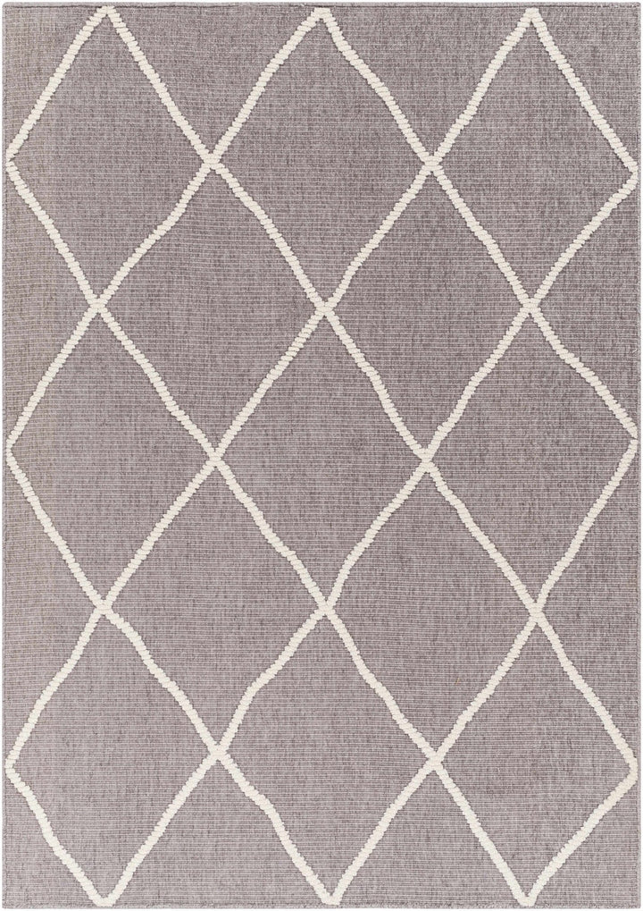 Modern Dusty Mauve and Ivory Machine Woven Geometrical Pattern Machine Washable Rug - The Rug Decor