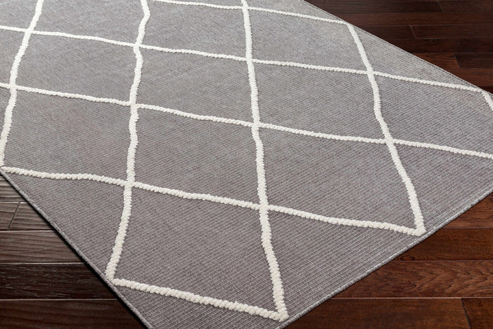 Modern Dusty Mauve and Ivory Machine Woven Geometrical Pattern Machine Washable Rug - The Rug Decor