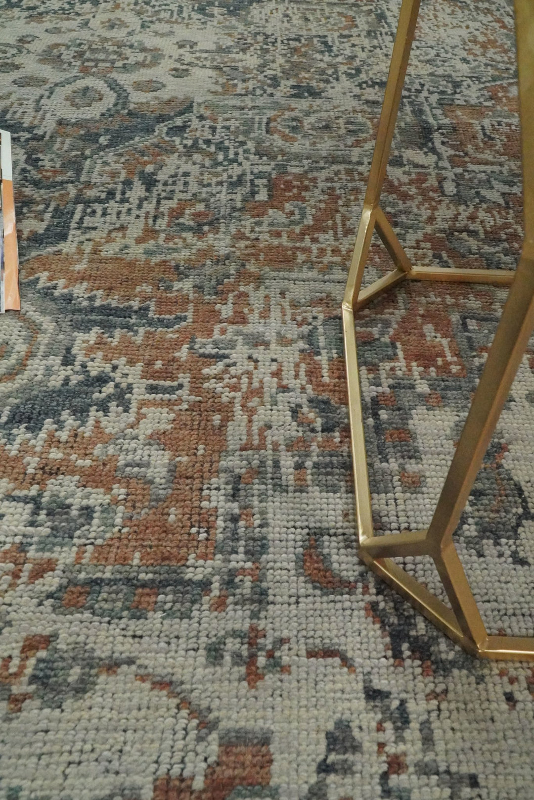 Modern Erased Heriz Hand Knotted 8x10 Rust and Silver Persian Area Rug | TRD2399 - The Rug Decor