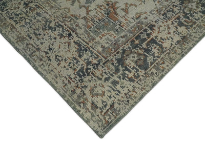 Modern Erased Heriz Hand Knotted 8x10 Rust and Silver Persian Area Rug | TRD2399 - The Rug Decor