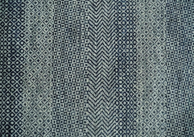 Modern Flatwoven 8x10 Tribal Blue, Ivory and Gray Wool Area Rug | TRDCP938810 - The Rug Decor