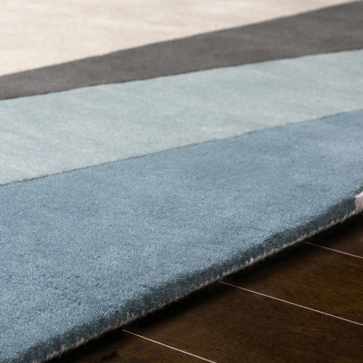 Modern Geometric Blue, Gray, Black, Charcoal and Beige Hand Tufted Wool Area Rug - The Rug Decor