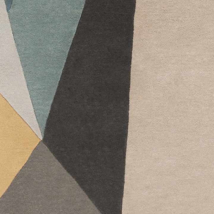 Modern Geometric Blue, Gray, Black, Charcoal and Beige Hand Tufted Wool Area Rug - The Rug Decor