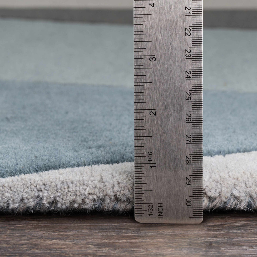Modern Geometric Blue, Gray, Black, Charcoal and Beige Hand Tufted Wool Area Rug - The Rug Decor