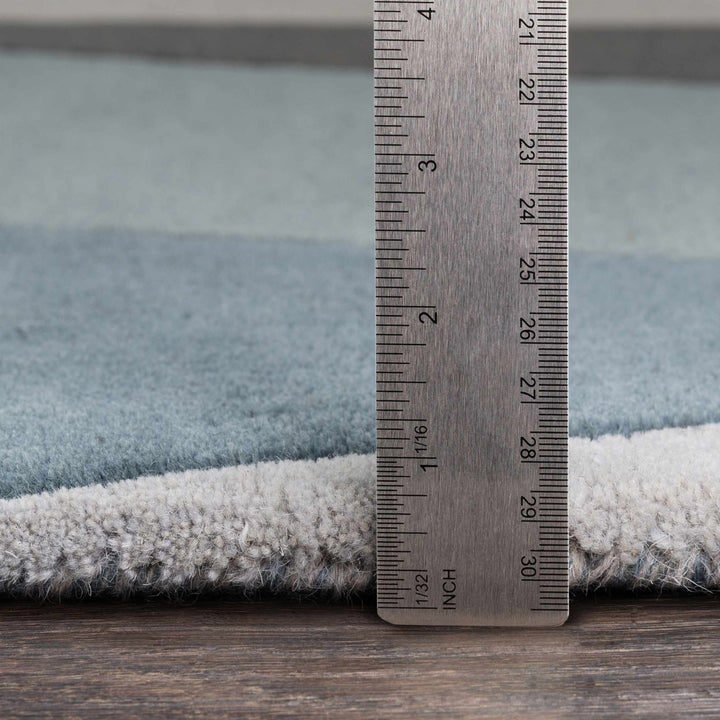 Modern Geometric Blue, Gray, Black, Charcoal and Beige Hand Tufted Wool Area Rug - The Rug Decor