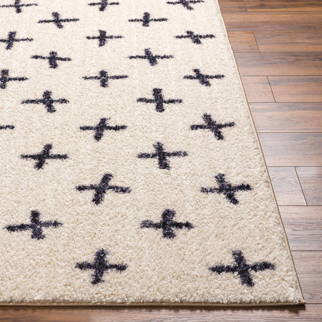 Modern Geometric Design Beige and Charcoal Machine Woven Machine Washable Rug - The Rug Decor