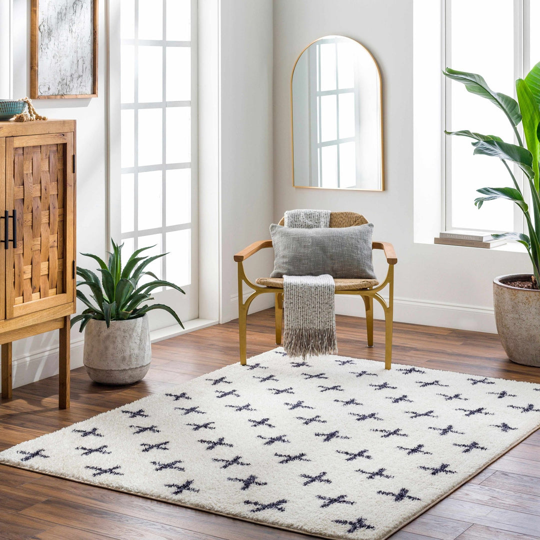Modern Geometric Design Beige and Charcoal Machine Woven Machine Washable Rug - The Rug Decor