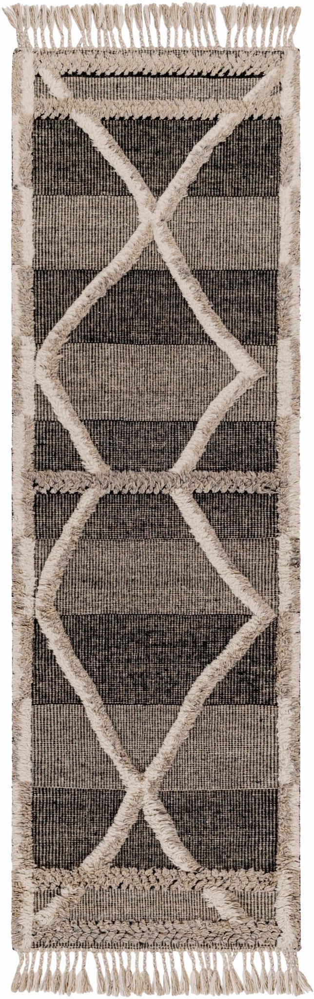 Modern Geometric Hand knotted Ivory, Charcoal and Beige Texture Wool Area Rug - The Rug Decor
