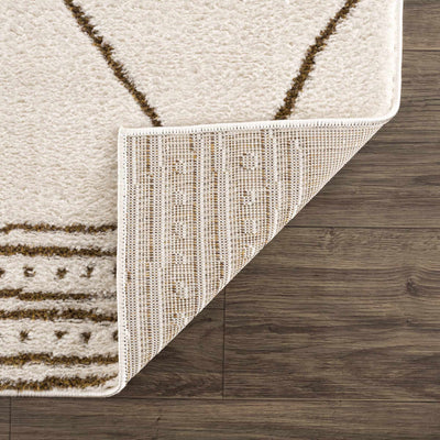 Modern Geometric rose cream, Brown Machine woven woolen area rug - The Rug Decor