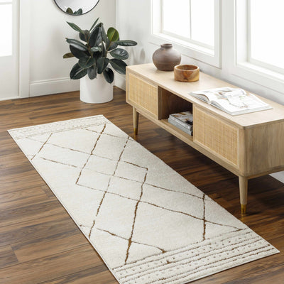 Modern Geometric rose cream, Brown Machine woven woolen area rug - The Rug Decor