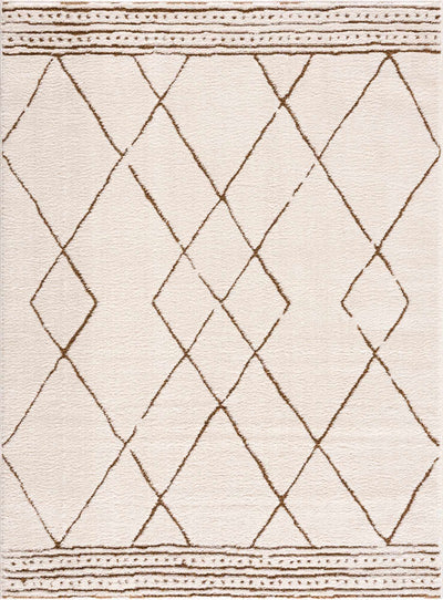 Modern Geometric rose cream, Brown Machine woven woolen area rug - The Rug Decor