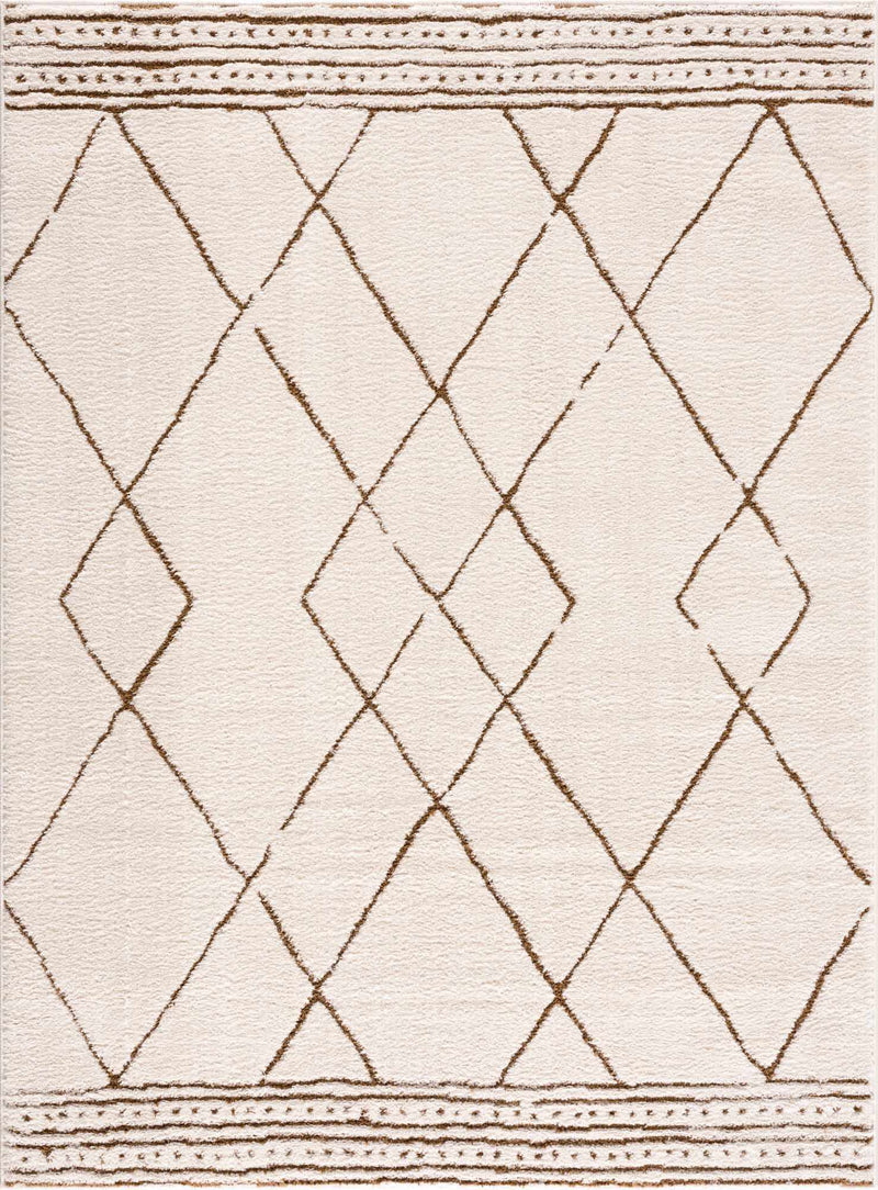 Modern Geometric rose cream, Brown Machine woven woolen area rug - The Rug Decor