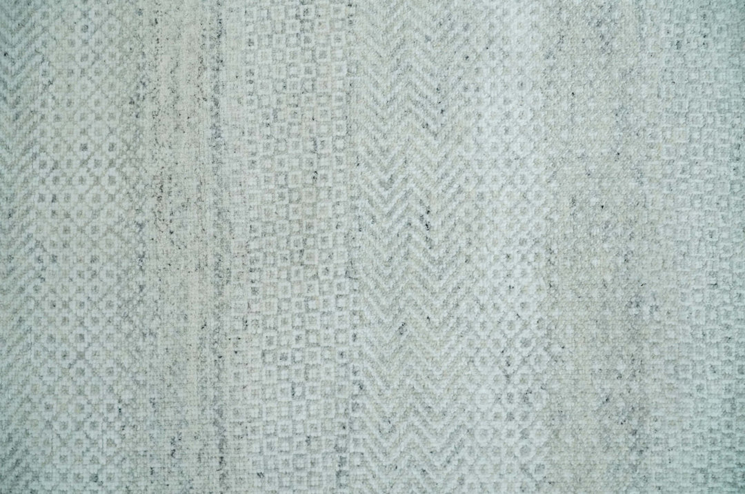 Modern Geometric Trellis Scandinavian 8x10 Hand Knotted Silver, Ivory and Gray Wool Area Rug | TRDCP955810 - The Rug Decor