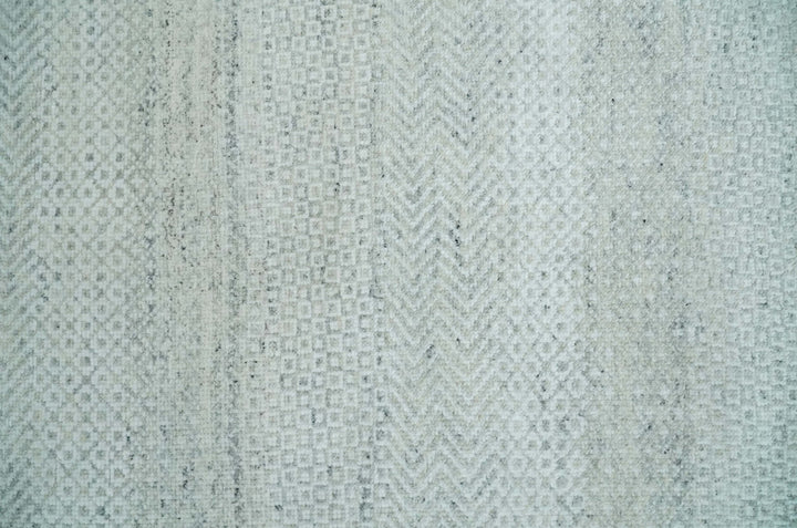 Modern Geometric Trellis Scandinavian 8x10 Hand Knotted Silver, Ivory and Gray Wool Area Rug | TRDCP955810 - The Rug Decor