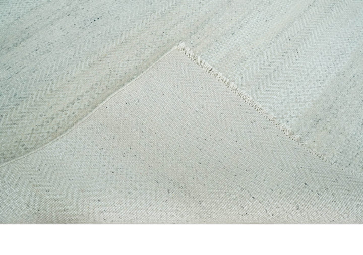 Modern Geometric Trellis Scandinavian 8x10 Hand Knotted Silver, Ivory and Gray Wool Area Rug | TRDCP955810 - The Rug Decor