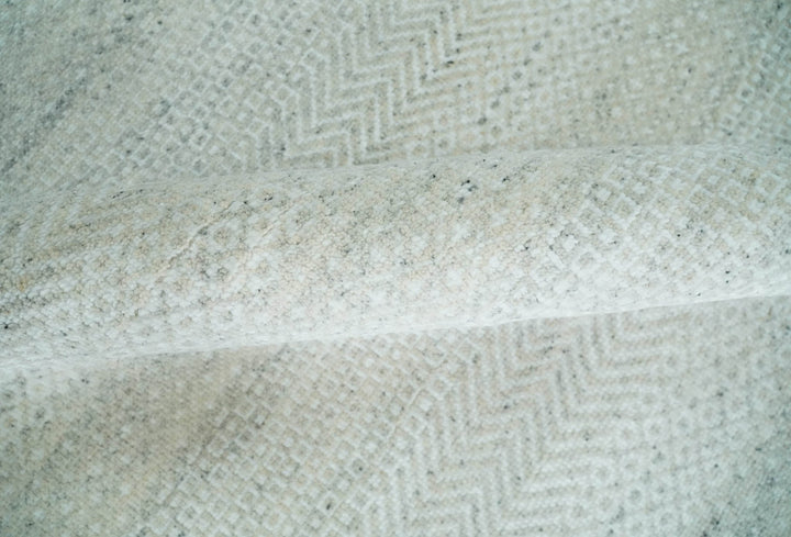 Modern Geometric Trellis Scandinavian 8x10 Hand Knotted Silver, Ivory and Gray Wool Area Rug | TRDCP955810 - The Rug Decor