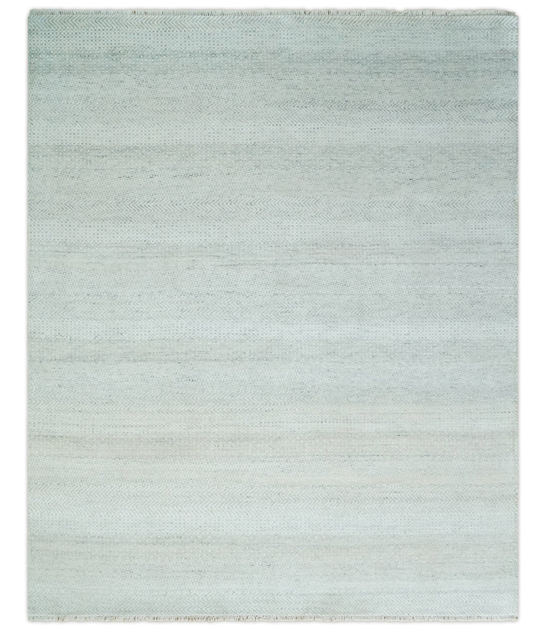 Modern Geometric Trellis Scandinavian 8x10 Hand Knotted Silver, Ivory and Gray Wool Area Rug | TRDCP955810 - The Rug Decor