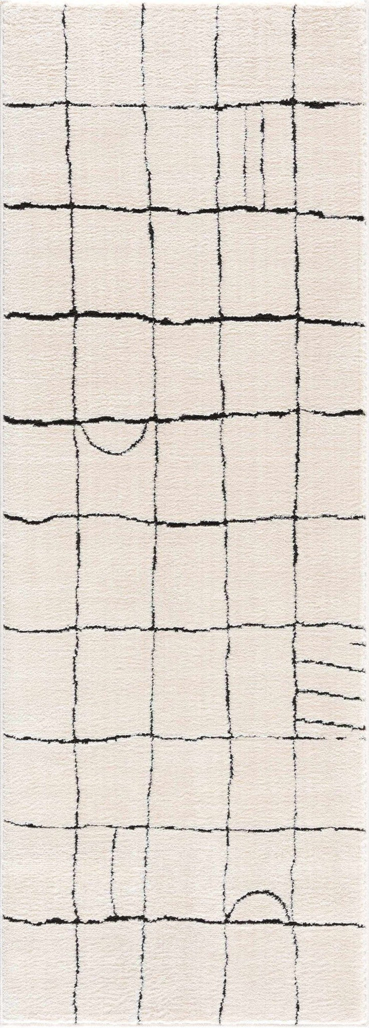 Modern Geometrical Beige and Black High Pile Area Rug - The Rug Decor