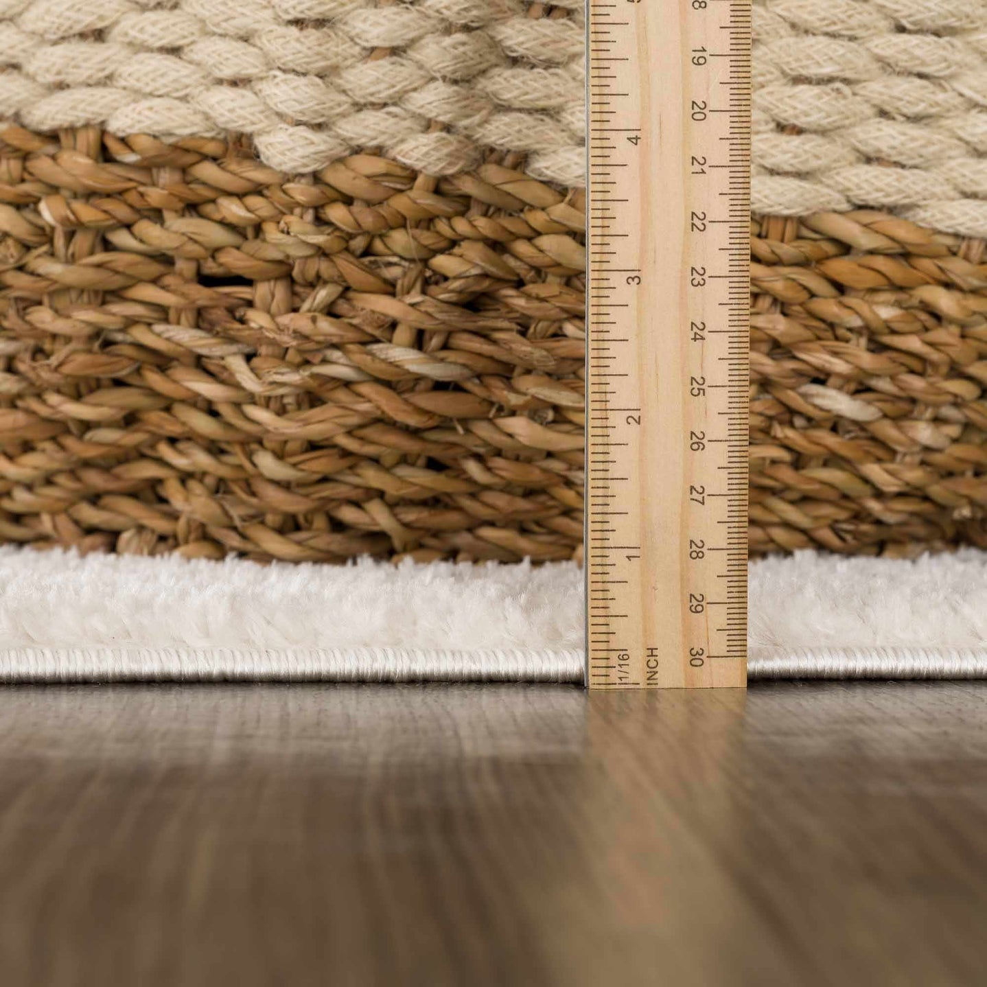 Modern Geometrical Beige and Black Plush Pile Area Rug - The Rug Decor