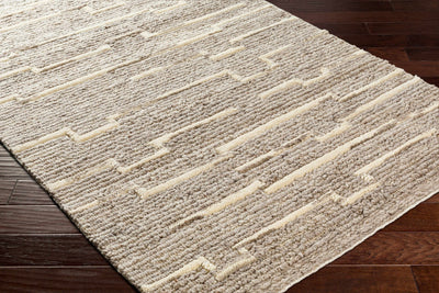 Modern Geometrical Beige and Gray Hand Woven Wool Area Rug - The Rug Decor