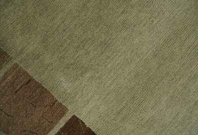 Modern Geometrical Beige, Brown and olive 4x6 Hand Knotted Wool Area Rug - The Rug Decor