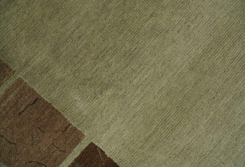 Modern Geometrical Beige, Brown and olive 4x6 Hand Knotted Wool Area Rug - The Rug Decor