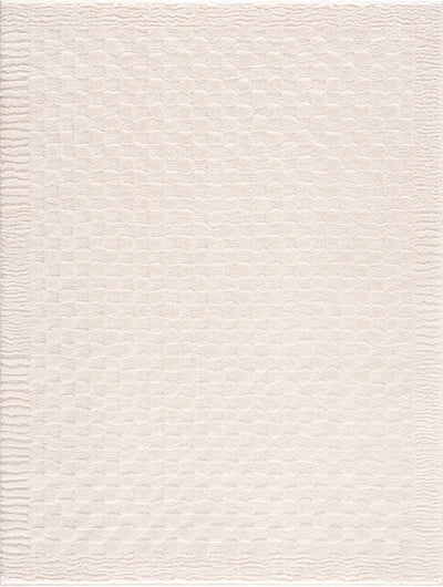 Modern Geometrical Beige Checkered Plush Pile Moroccan Style Area Rug - The Rug Decor