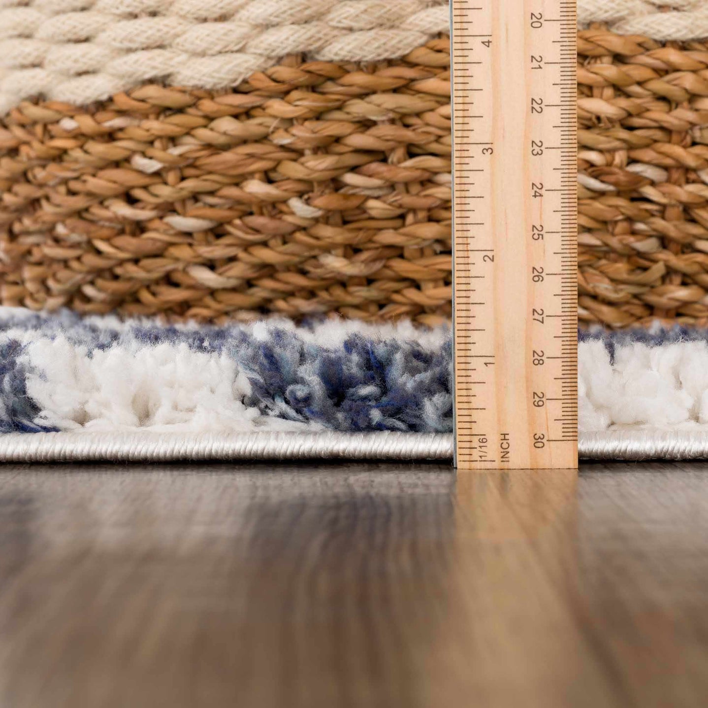 Modern Geometrical Blue and Ivory Checkered Plush Pile Moroccan Style Area Rug - The Rug Decor