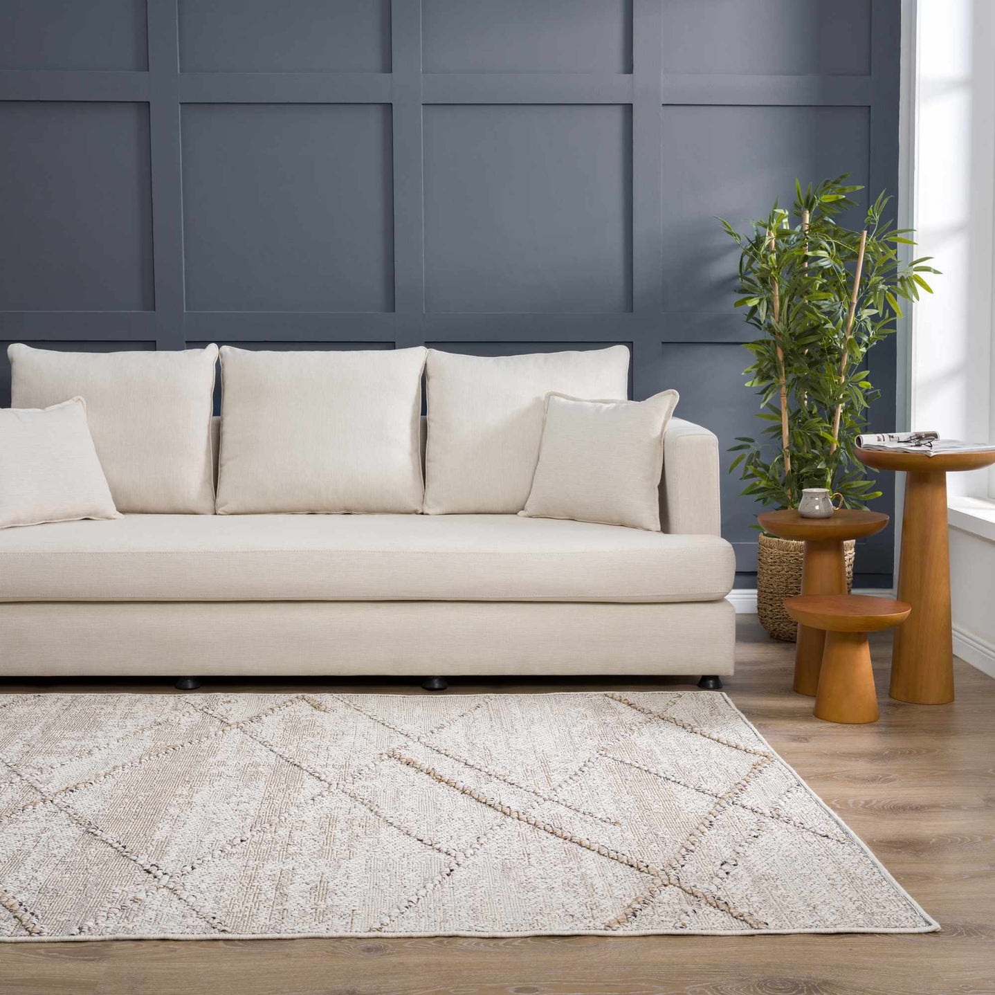 Modern Geometrical Contemporary Beige Outdoor Safe Area Rug - The Rug Decor