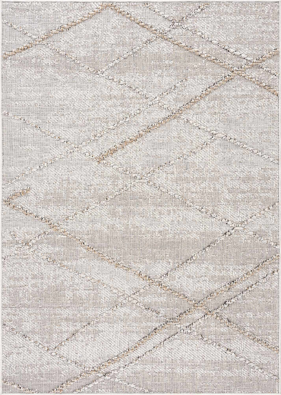 Modern Geometrical Contemporary Beige Outdoor Safe Area Rug - The Rug Decor