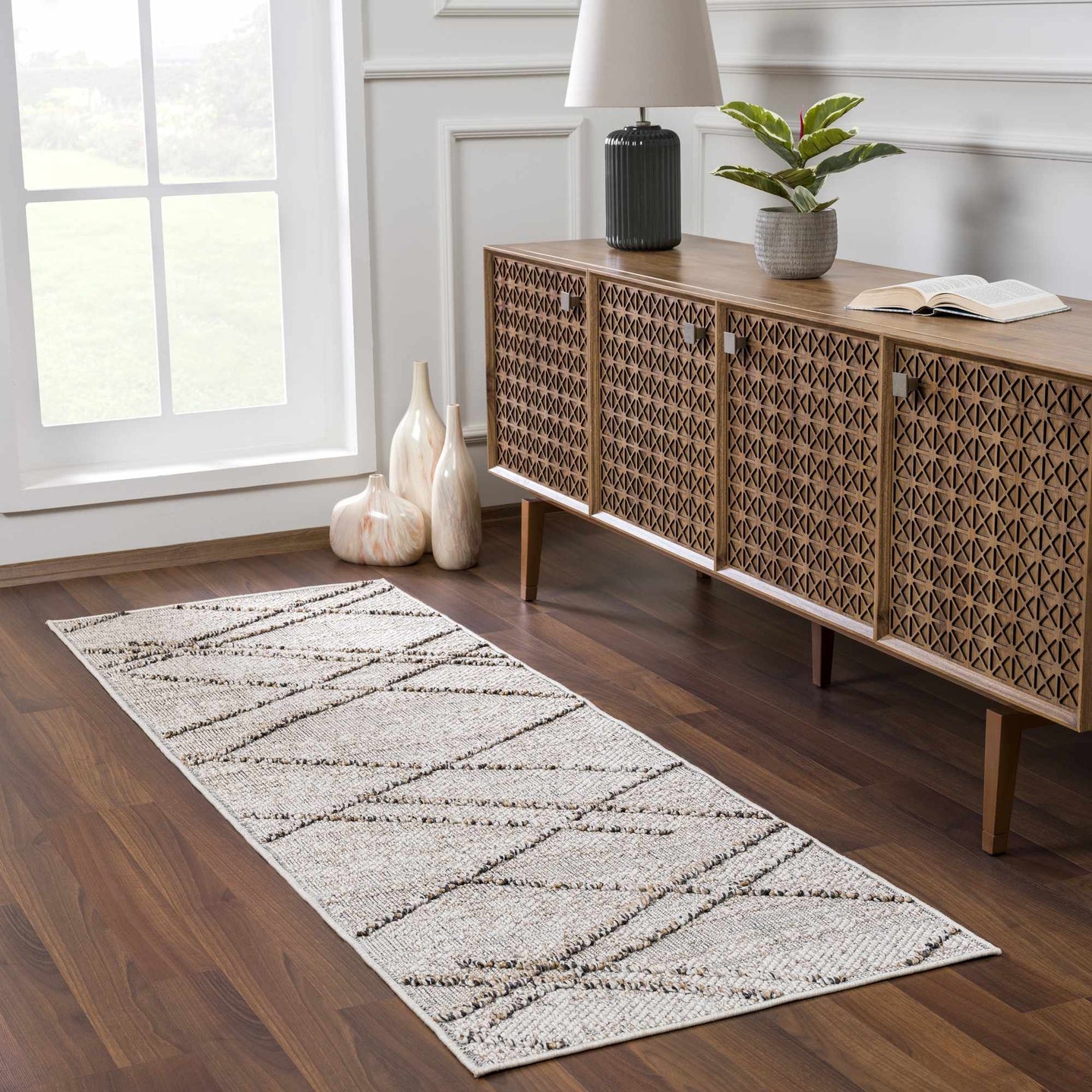 Modern Geometrical Contemporary Beige Outdoor Safe Area Rug - The Rug Decor
