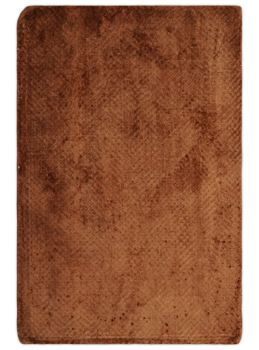 Modern Geometrical Cross Square Hand Made 2x3 Brown Art silk Area Rug - The Rug Decor