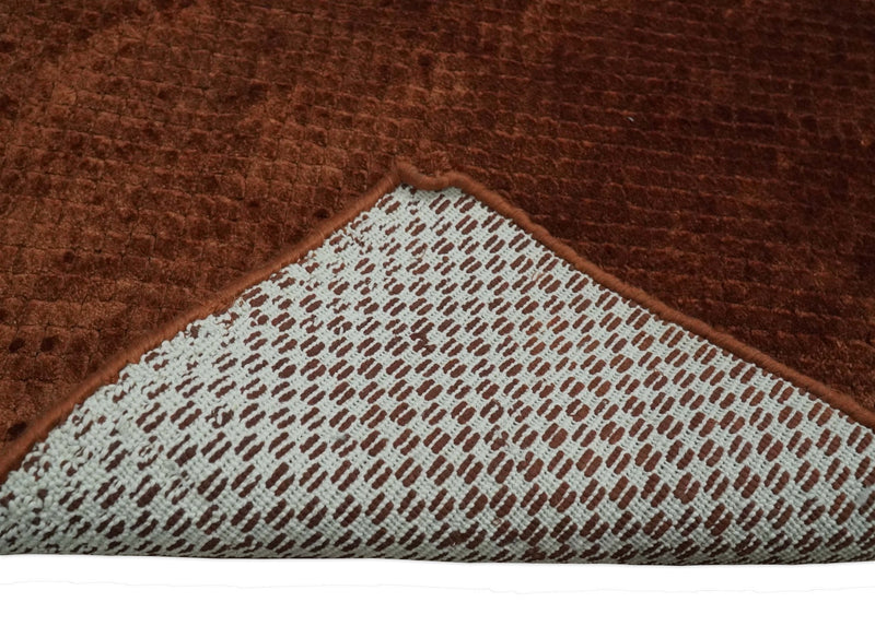 Modern Geometrical Cross Square Hand Made 2x3 Brown Art silk Area Rug - The Rug Decor
