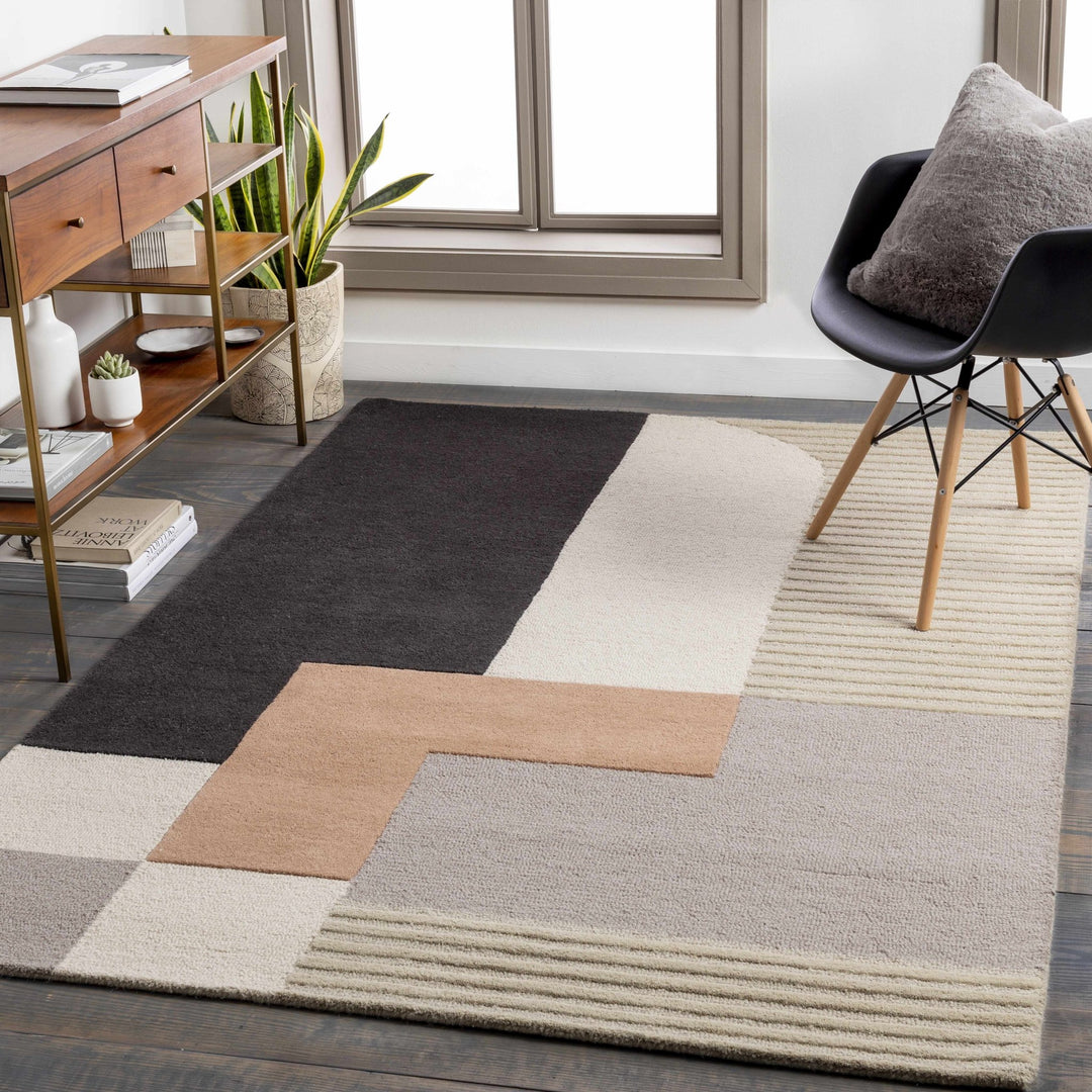 Modern Geometrical Design Beige, Green, Brown and Black Hand Tufted Rug - The Rug Decor