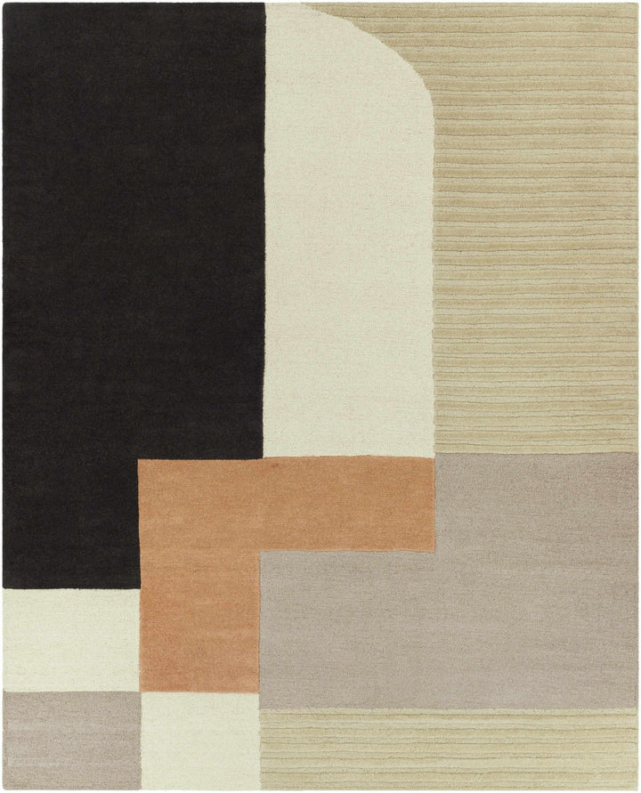 Modern Geometrical Design Beige, Green, Brown and Black Hand Tufted Rug - The Rug Decor