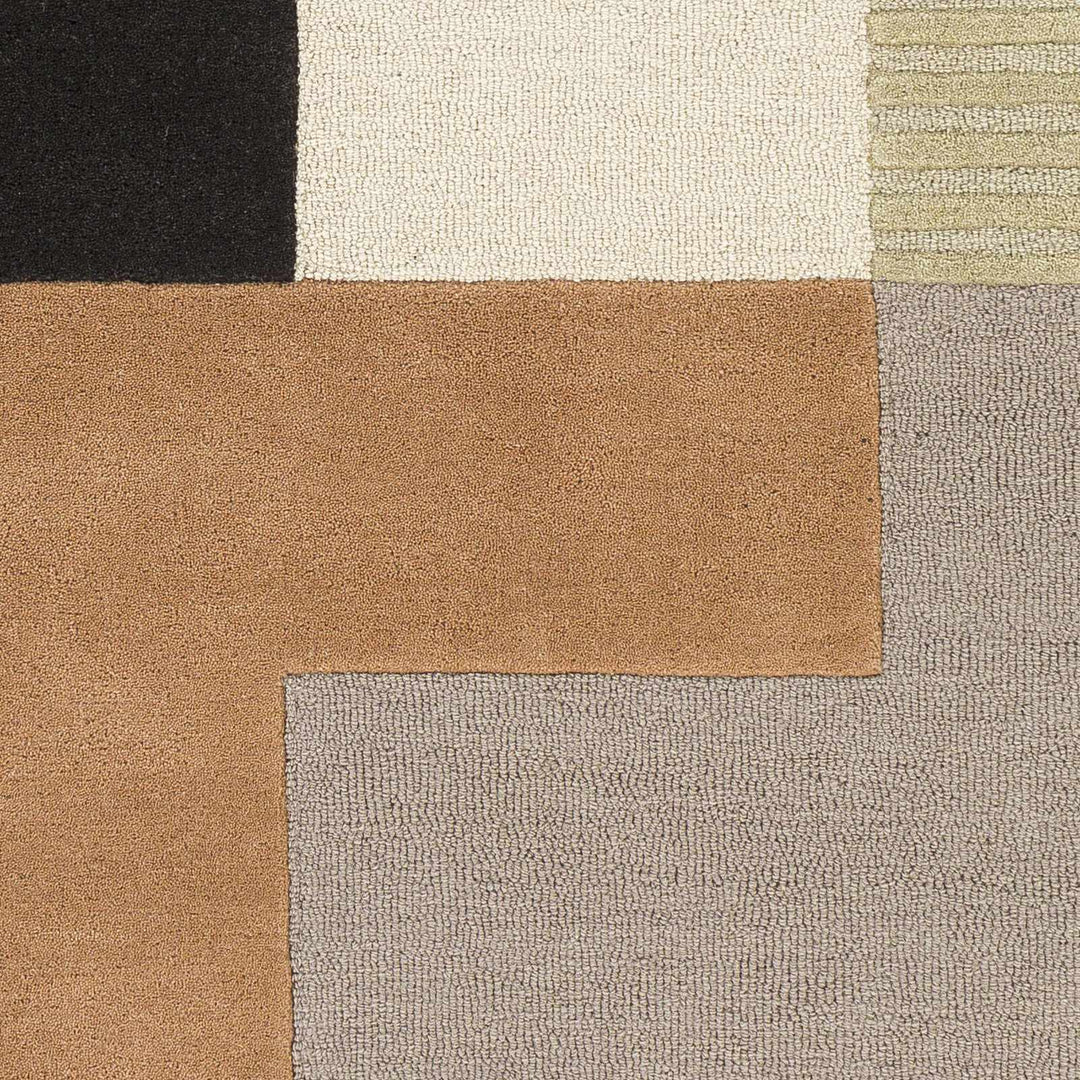 Modern Geometrical Design Beige, Green, Brown and Black Hand Tufted Rug - The Rug Decor