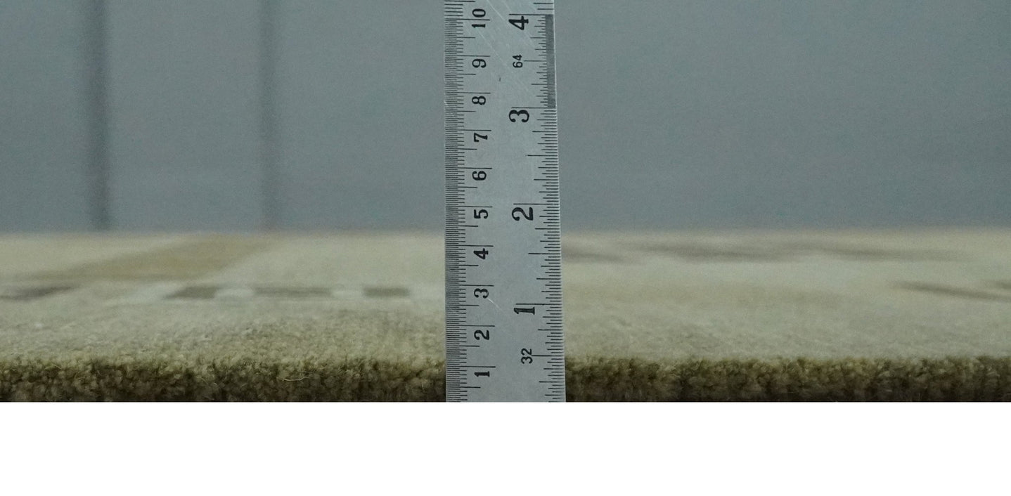 Modern Geometrical Green, Charcoal and Brown Hand loom 5x8 wool Area Rug - The Rug Decor