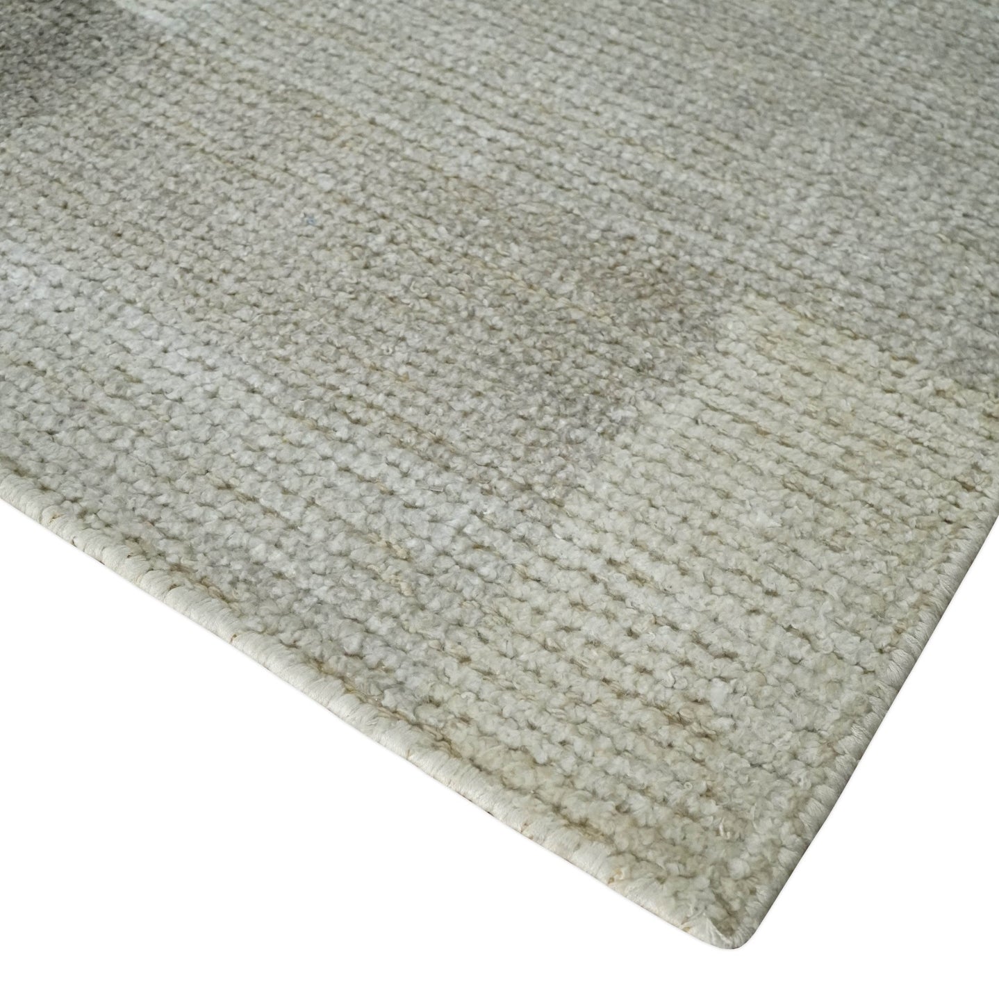 Modern Geometrical Hand knotted 2x3 Gray, Beige and Silver Area Rug | N5323 - The Rug Decor
