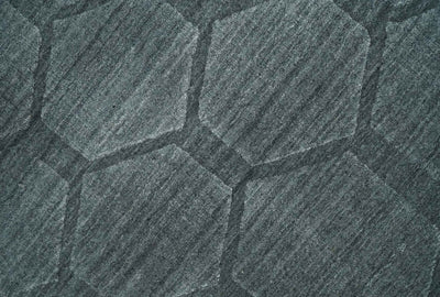 Modern Geometrical Hand Woven 2x3 Charcoal Area Rug made with Art Silk | N7123 - The Rug Decor