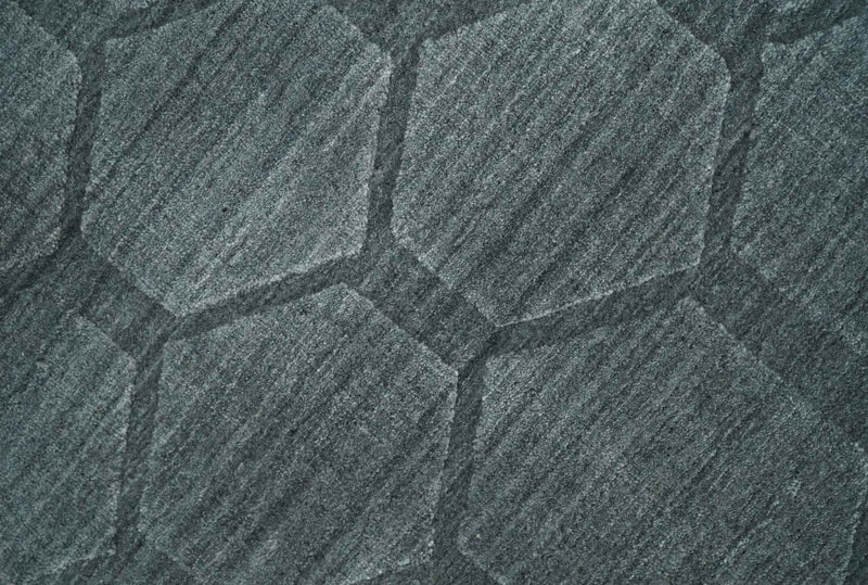 Modern Geometrical Hand Woven 2x3 Charcoal Area Rug made with Art Silk | N7123 - The Rug Decor