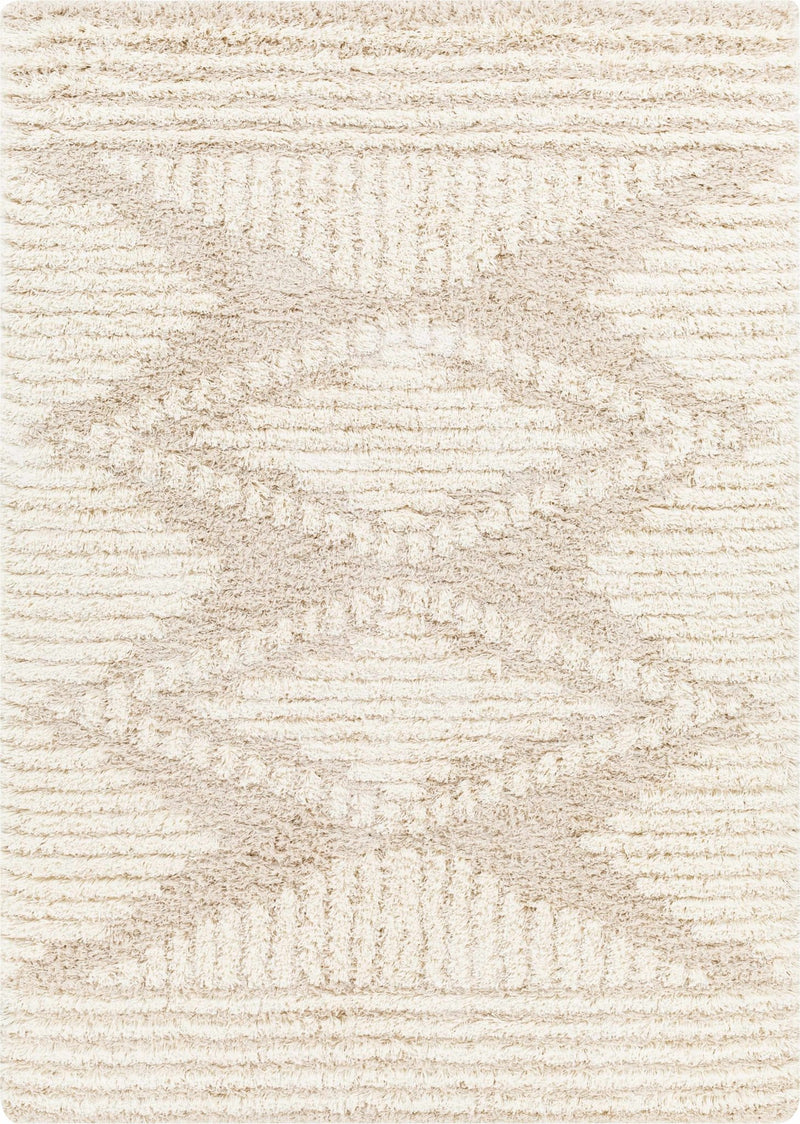 Modern Geometrical Ivory and Beige Plush Pile Moroccan Style Area Rug - The Rug Decor