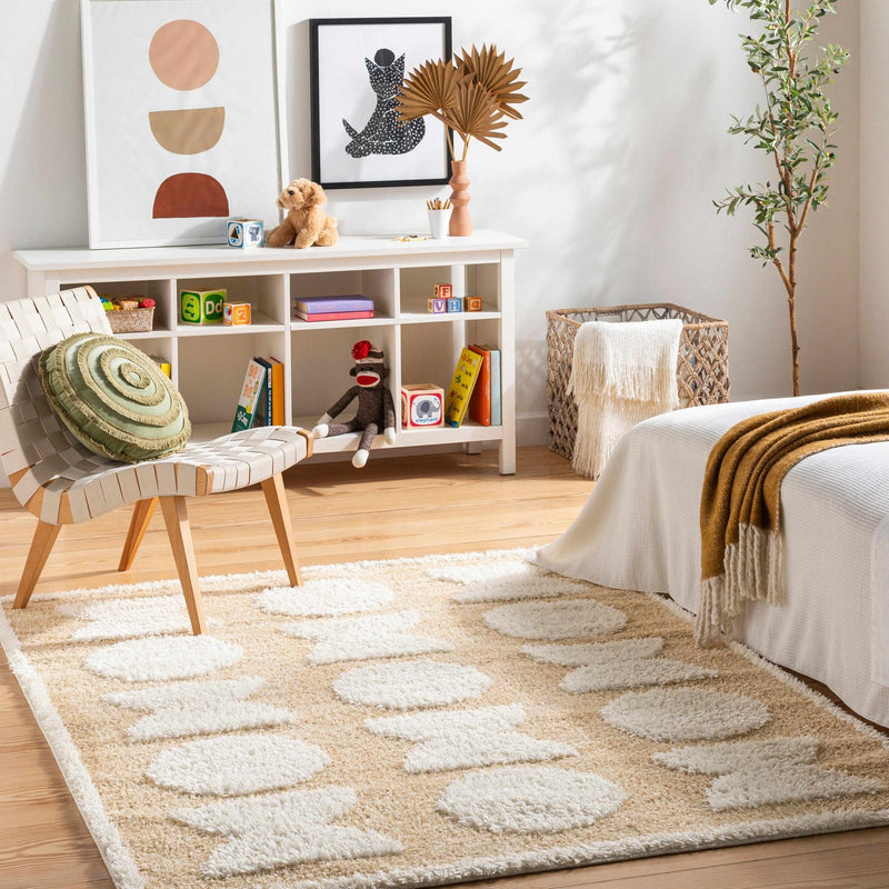 Modern Geometrical Ivory and Beige Plush Pile Moroccan Style Area Rug - The Rug Decor