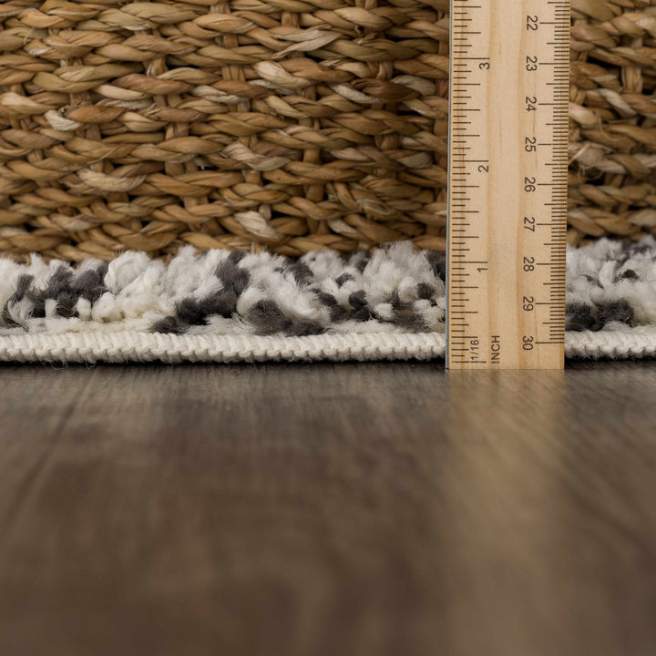 Modern Geometrical Ivory and Charcoal Plush Pile Moroccan Style Area Rug - The Rug Decor